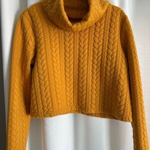 Mustard Cropped Turtleneck Sweater